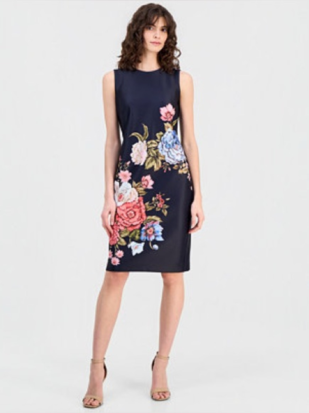 Anne Klein Women's Floral Print Sleeveless Sheath Dress Sz 6